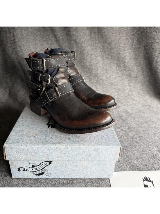 Freebird By Steven Shoes - Freebird By Steven Belgium Boots Womens Size 9 Black Leather Studded Ankle